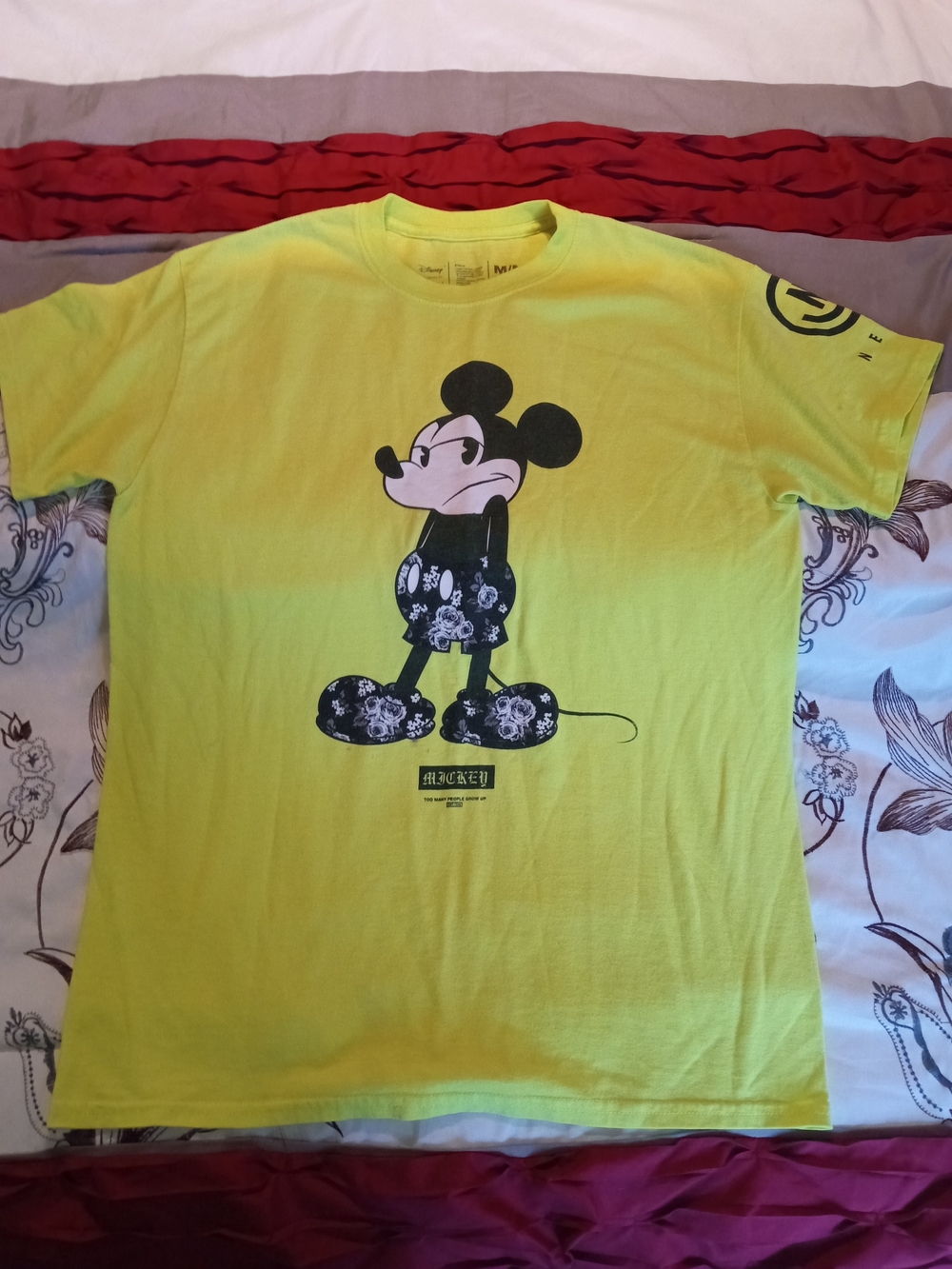 Disney Mickey Mouse Neon Yellow Short Sleeve T-Shirt By Neff